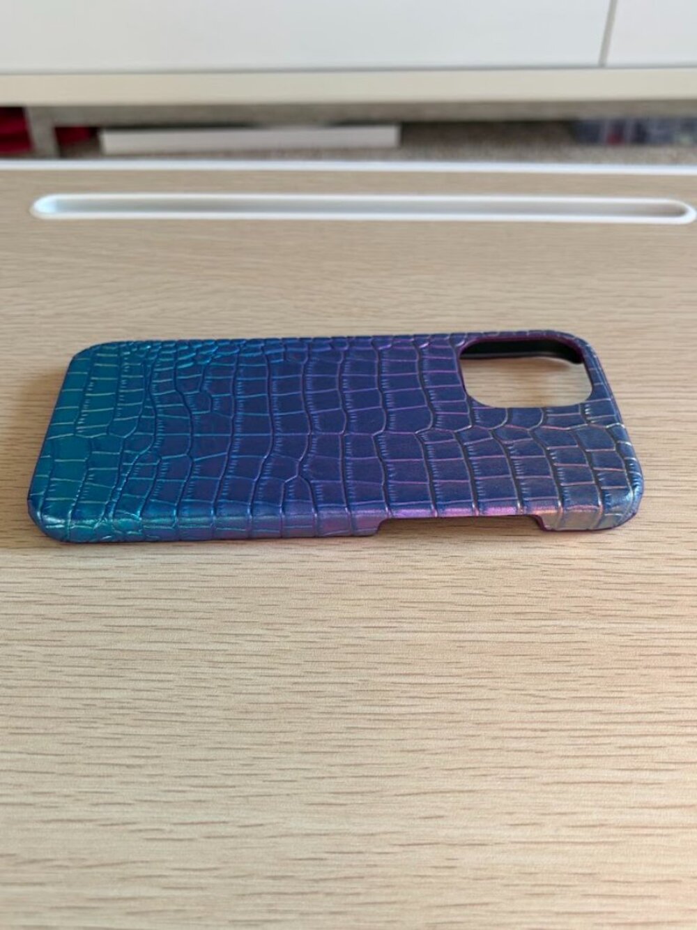 4 for $12 Iridescent Purple Blue Croc Embossed iPhone 12 Pro Max Case - Picture 4 of 8